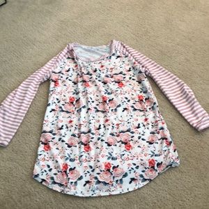 Floral and stripe 3/4 sleeve